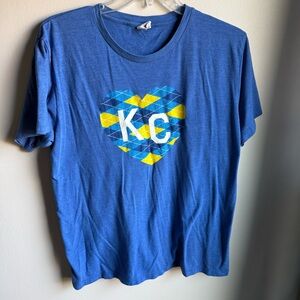 Kansas City Big Slick T-Shirt 2019 Charlie Hustle XL Blue Yellow Argyle Heart